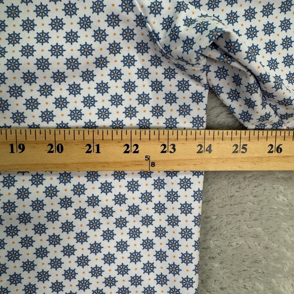 Turtleson Mens XL Polo Shirt Short Sleeve Nautical Helm Print White Golf Casual - Picture 4 of 8